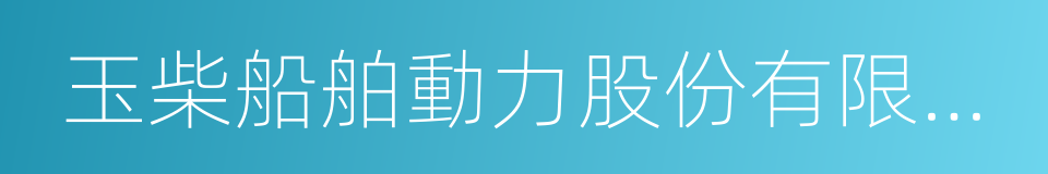 玉柴船舶動力股份有限公司的同義詞