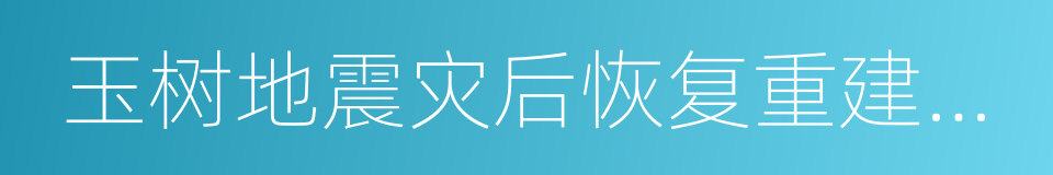 玉树地震灾后恢复重建总体规划的同义词