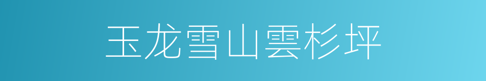 玉龙雪山雲杉坪的同義詞