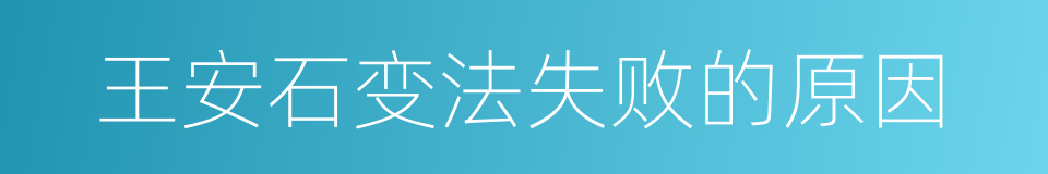 王安石变法失败的原因的同义词