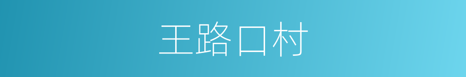 王路口村的同义词