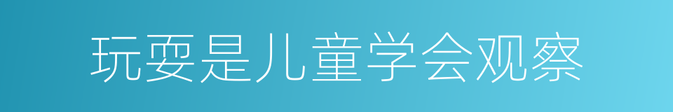 玩耍是儿童学会观察的同义词