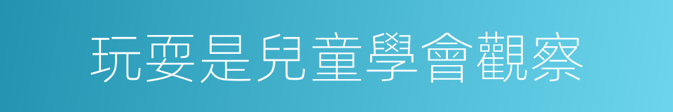 玩耍是兒童學會觀察的同義詞