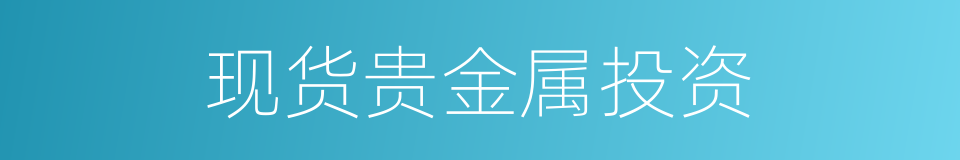 现货贵金属投资的同义词