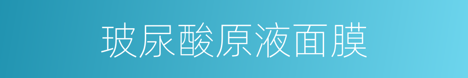 玻尿酸原液面膜的同义词