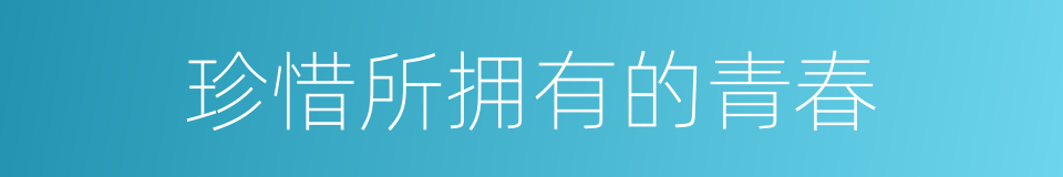 珍惜所拥有的青春的同义词