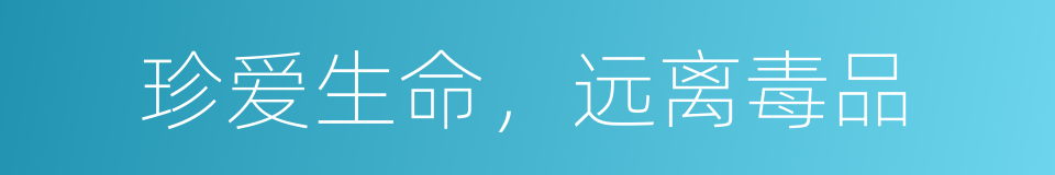 珍爱生命，远离毒品的同义词