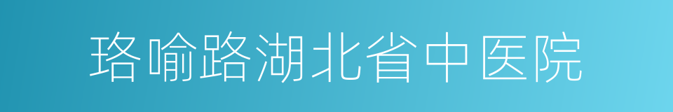 珞喻路湖北省中医院的同义词