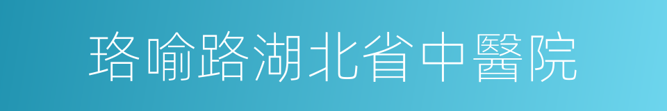 珞喻路湖北省中醫院的同義詞