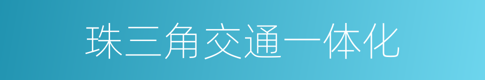 珠三角交通一体化的同义词