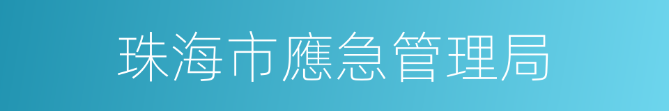 珠海市應急管理局的同義詞