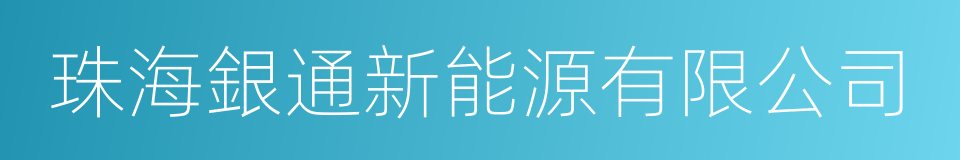 珠海銀通新能源有限公司的同義詞