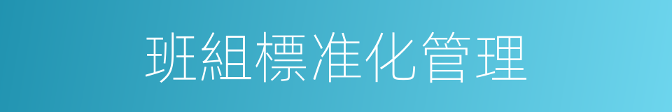 班組標准化管理的同義詞