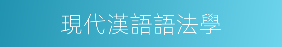 現代漢語語法學的同義詞