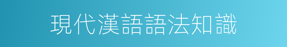 現代漢語語法知識的同義詞