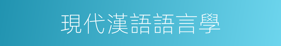 現代漢語語言學的同義詞