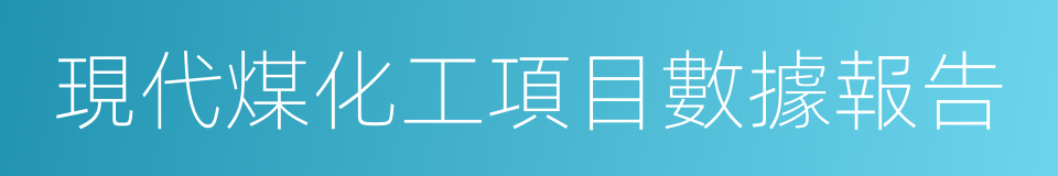 現代煤化工項目數據報告的同義詞