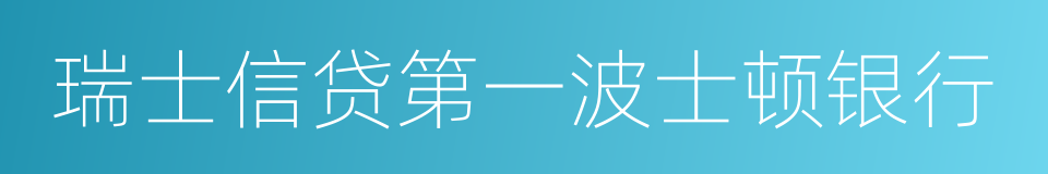 瑞士信贷第一波士顿银行的同义词