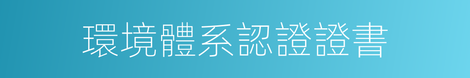 環境體系認證證書的同義詞