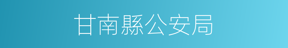 甘南縣公安局的同義詞