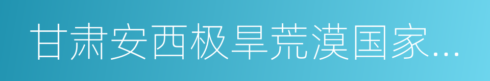 甘肃安西极旱荒漠国家级自然保护区的同义词