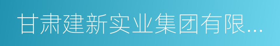 甘肃建新实业集团有限公司的同义词