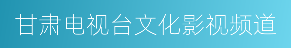 甘肃电视台文化影视频道的同义词