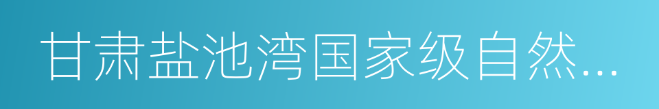 甘肃盐池湾国家级自然保护区的同义词