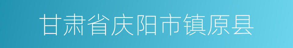 甘肃省庆阳市镇原县的同义词