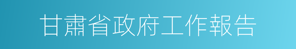 甘肅省政府工作報告的同義詞