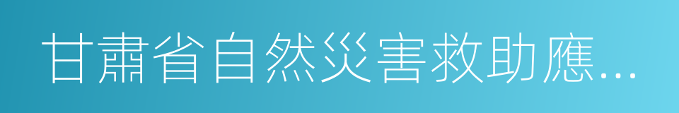 甘肅省自然災害救助應急預案的同義詞