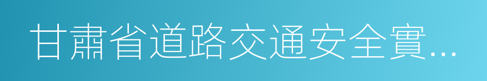 甘肅省道路交通安全實施條例的同義詞