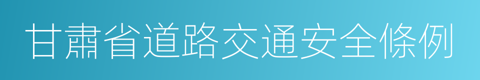 甘肅省道路交通安全條例的同義詞