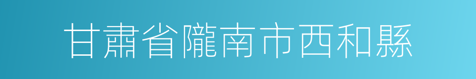 甘肅省隴南市西和縣的同義詞