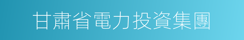 甘肅省電力投資集團的同義詞