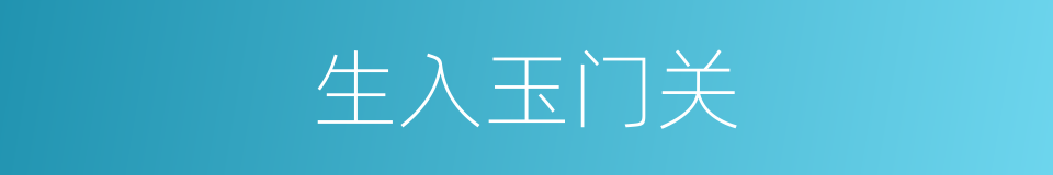 生入玉门关的同义词