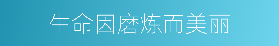 生命因磨炼而美丽的同义词