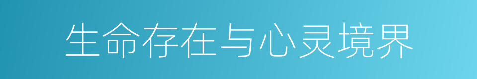 生命存在与心灵境界的同义词