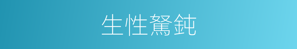 生性駑鈍的意思