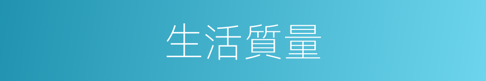 生活質量的意思