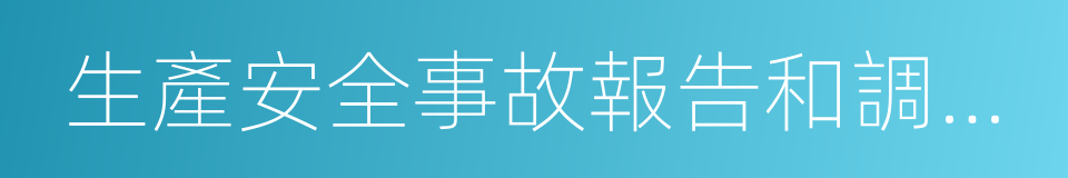 生產安全事故報告和調查處理條例的同義詞