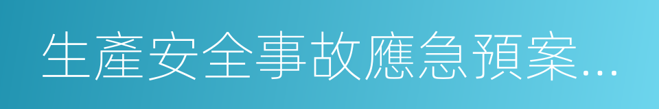 生產安全事故應急預案管理辦法的同義詞
