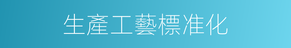 生產工藝標准化的同義詞