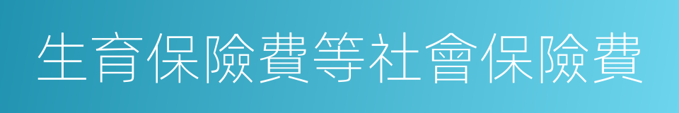 生育保險費等社會保險費的同義詞