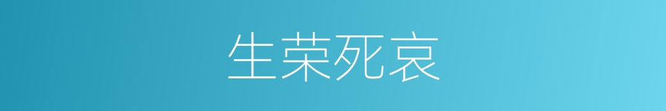 生荣死哀的意思