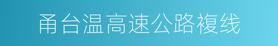 甬台温高速公路複线的同义词
