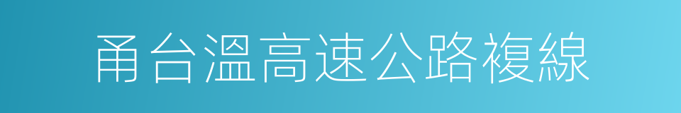 甬台溫高速公路複線的同義詞