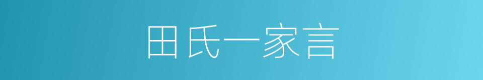 田氏一家言的同义词