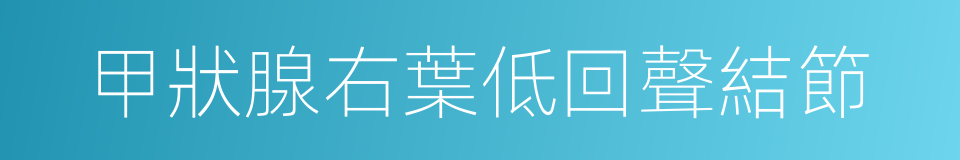 甲狀腺右葉低回聲結節的同義詞