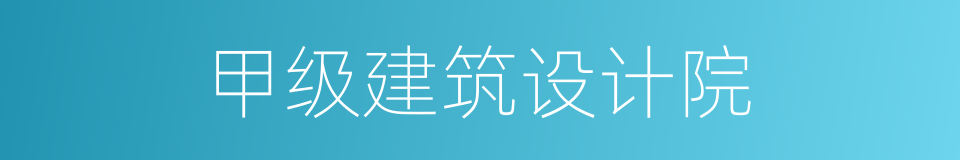 甲级建筑设计院的同义词